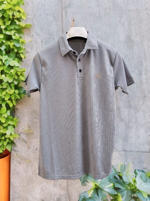MEN'S POLO COLLAR HEAVY CORD HALF SLEEVE FORMAL T-SHIRTS - Image 4